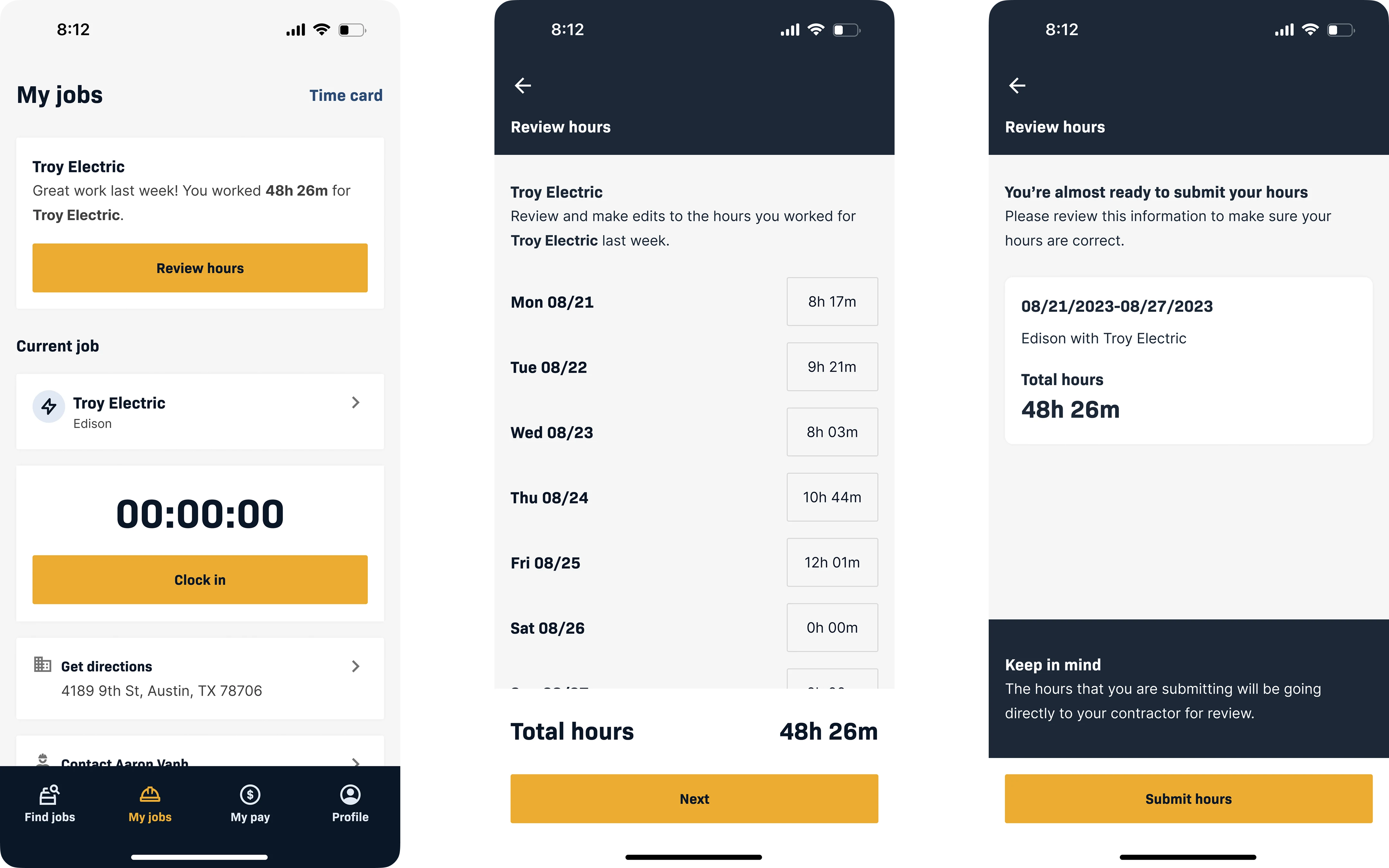 Trades app submit time flow at the start of the following week in previous version