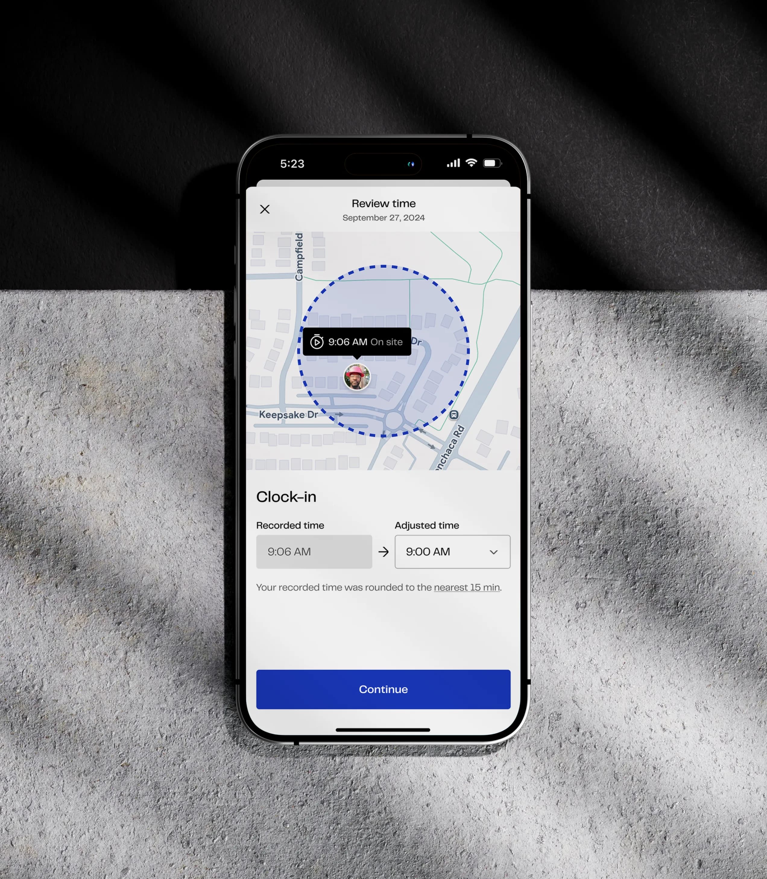 Time tracking for Buildforce worker app