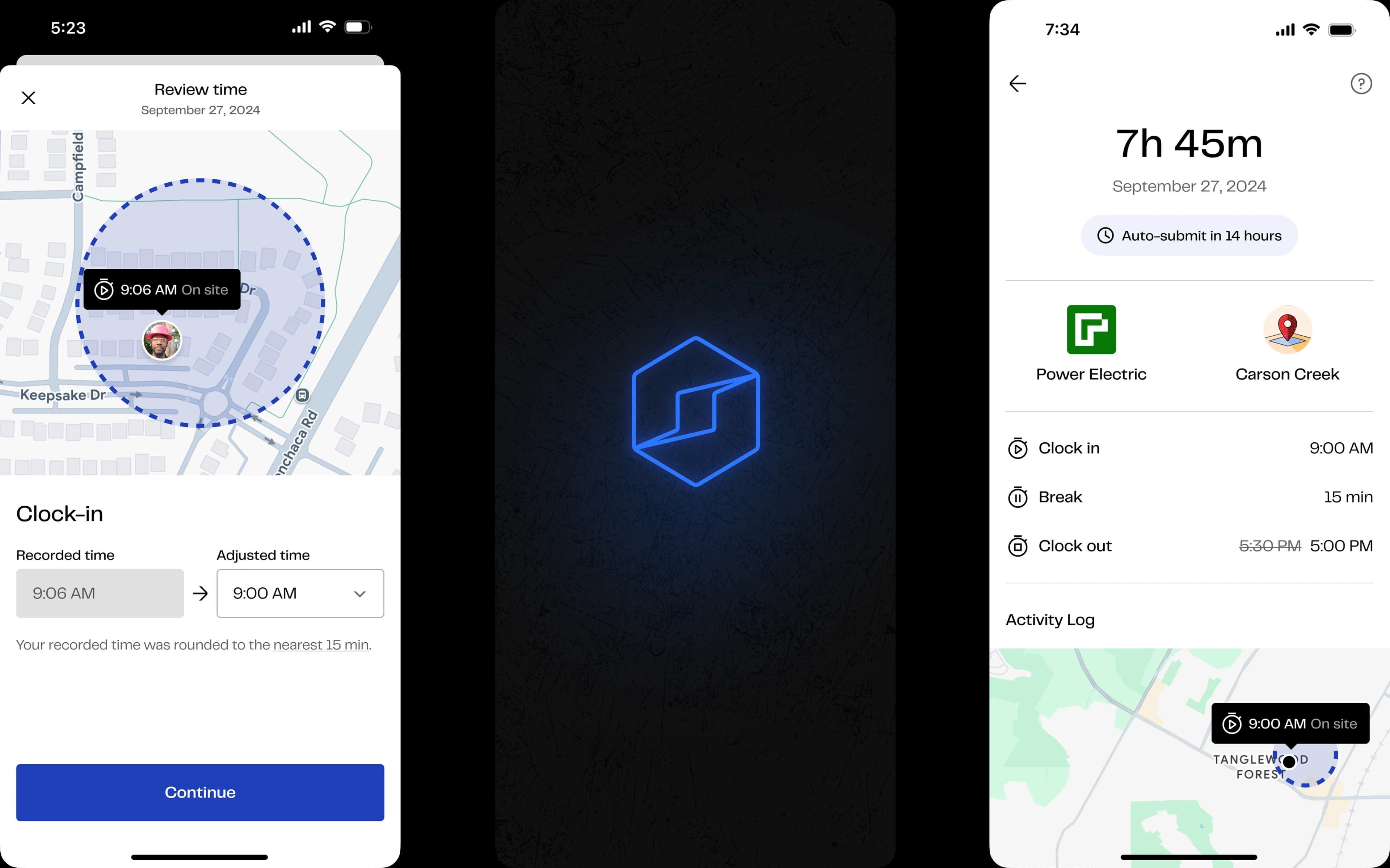 Worker time submission flow for Buildforce web app